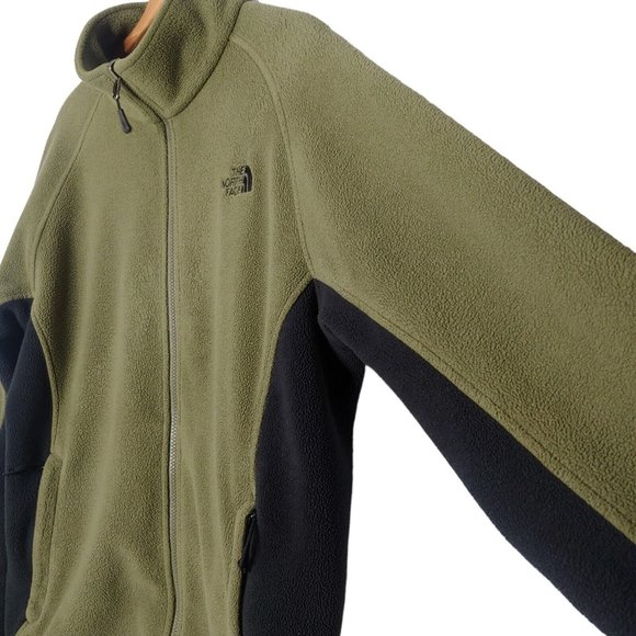The North Face Men Large Fleece Jacket Full Zip Olive Green Black Outdoors Coat - Picture 3 of 8
